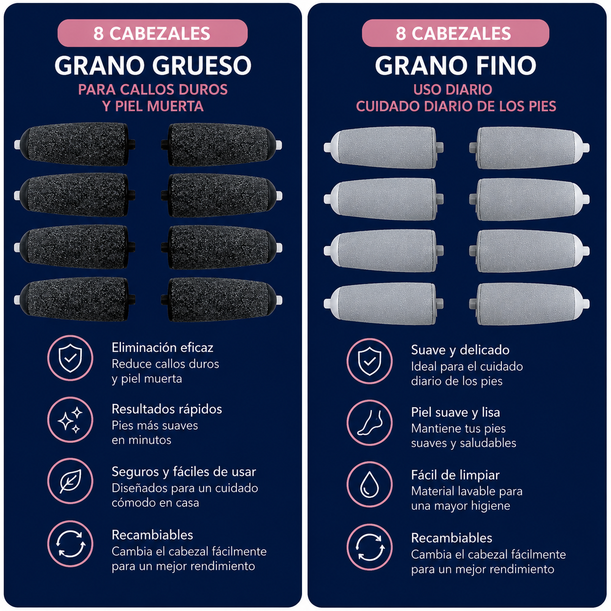 Pack de 8 Rodillos de Repuesto para Lima Eléctrica